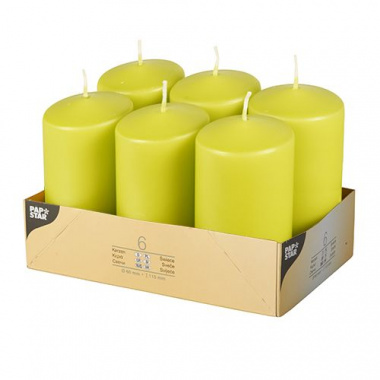 6 Stumpenkerzen Ø 60 mm 115 mm kiwi