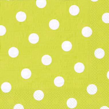 20 Servietten, 3-lagig 1/4-Falz 40 cm x 40 cm limonengrün -Dots-