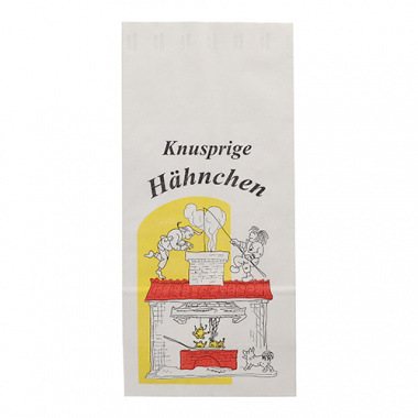 100 Hähnchenbeutel, Papier mit Alu-Einlage 28 cm x 13 cm x 8 cm weiss -Max & Moritz- 1/1