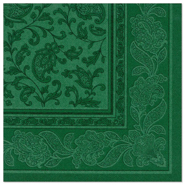 50 Servietten ROYAL Collection 1/4-Falz 40 cm x 40 cm dunkelgrün Ornaments
