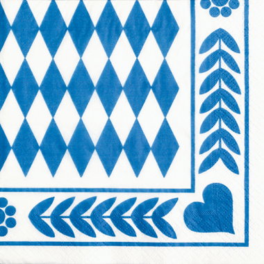 20 Servietten, 3-lagig 1/4-Falz 33 cm x 33 cm -Bayrisch Blau-