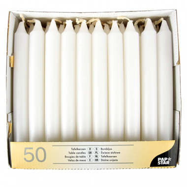 50 Tafelkerzen Ø 2,1 cm 19,6 cm weiss