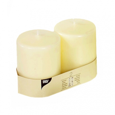 2 Stumpenkerzen Ø 80 mm 100 mm elfenbein -Ivory-