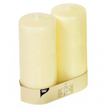 2 Stumpenkerzen Ø 80 mm 220 mm elfenbein -Ivory-