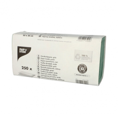 250 Blatt Handtuchpapier 23 cm x 25 cm grün Zick-Zack, 1-lagig