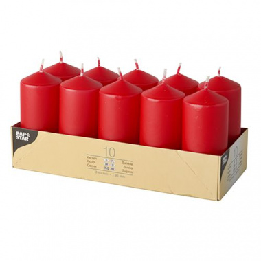 10 Stumpenkerzen Ø 40 mm 90 mm rot