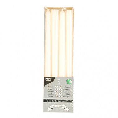 8 Leuchterkerzen Ø 2,2 cm 25 cm creme aus 100 % Stearin