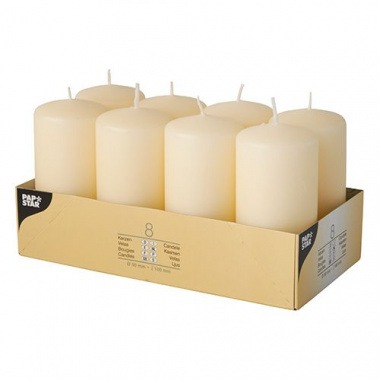 8 Stumpenkerzen Ø 50 mm 100 mm creme