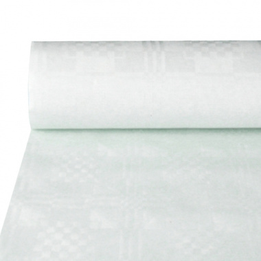 Papiertischdecke / Papiertischtuch mit Damastprägung 50 m x 1,2 m weiss
