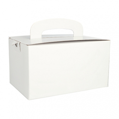 20 Lunch-Boxen, Pappe eckig 12,5 cm x 15,5 cm x 22,5 cm weiss mit Tragegriff