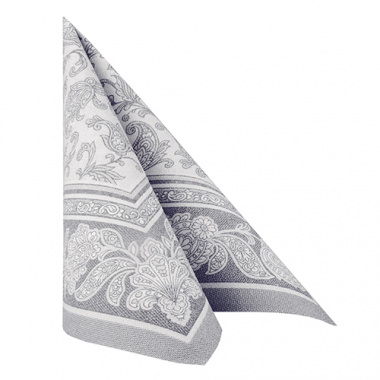 50 Servietten ROYAL Collection 1/4-Falz 40 cm x 40 cm grau Ornaments