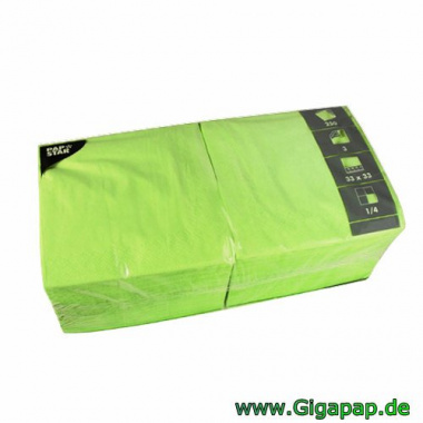 250 Servietten, 3-lagig 1/4-Falz 33 cm x 33 cm apfelgrün