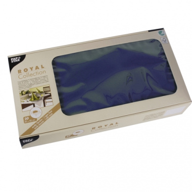20 Mitteldecken, Tissue -ROYAL Collection- 80 cm x 80 cm dunkelblau