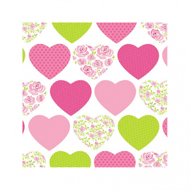 20 Servietten, 3-lagig 1/4-Falz 25 cm x 25 cm Sweetheart