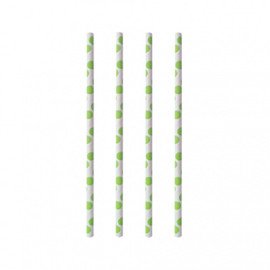 100 Trinkhalme, Papier Ø 6 mm · 20 cm green Dots