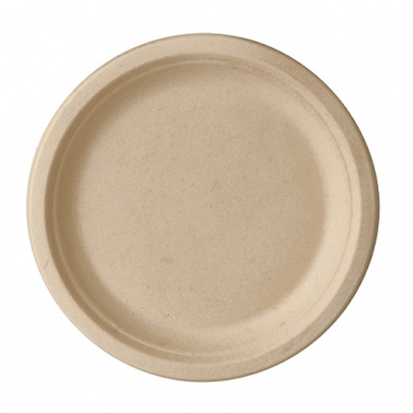 50 Teller, Zuckerrohr pure ungeteilt Ø 23 cm · 2 cm natur