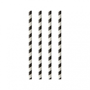 100 Trinkhalme, Papier Ø 6 mm · 20 cm schwarz/weiss Stripes