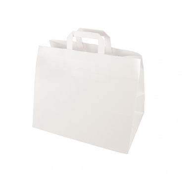 50 Tragetaschen, Papier 27 cm x 32 cm x 21,5 cm weiss mit Tragegriff