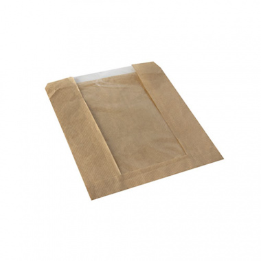 1000 Sichtstreifenbeutel mit PLA-Fenster pure 18 cm x 21,5 cm braun