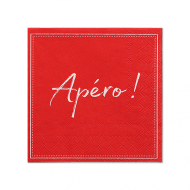 20 Servietten, 3-lagig 1/4-Falz 25 cm x 25 cm rot Apero