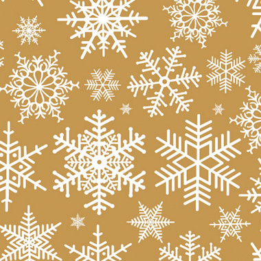 20 Servietten, 3-lagig 1/4-Falz 25 cm x 25 cm gold Snöstjärnor