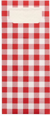 520 Bestecktaschen 20 cm x 8,5 cm rot Vichy Karo inkl. weißer Serviette 33 x 33 cm 2-lag.