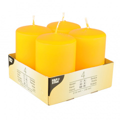 4 Stumpenkerzen Ø 50 mm 80 mm gelb