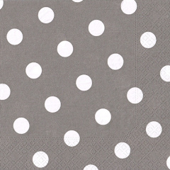 20 Servietten, 3-lagig 1/4-Falz 40 cm x 40 cm grau -Dots-