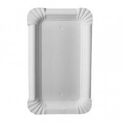 250 Teller, Pappe -pure- eckig 9 cm x 15 cm weiss