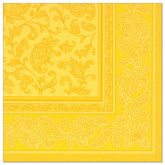50 Servietten ROYAL Collection 1/4-Falz 40 cm x 40 cm gelb Ornaments