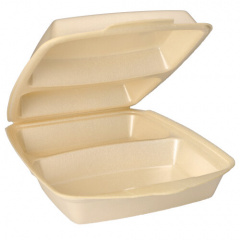 50 Menüboxen mit Klappdeckeln, EPS 2-geteilt 7,5 cm x 22 cm x 28,5 cm beige laminiert