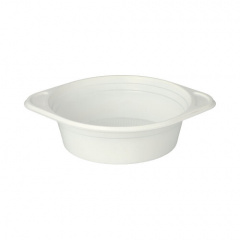100 Suppenterrinen, PP rund 500 ml Ø 15,6 cm 4,5 cm weiss mit Anfasser