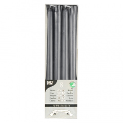 8 Leuchterkerzen Ø 2,2 cm 25 cm grau aus 100 % Stearin