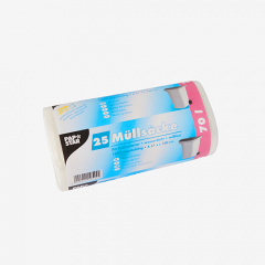 25 Müllsäcke, HDPE 70 l 100 cm x 57,5 cm transparent