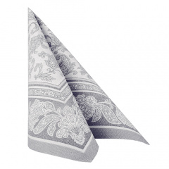 50 Servietten ROYAL Collection 1/4-Falz 40 cm x 40 cm grau Ornaments