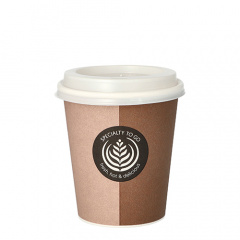 10 Trinkbecher, Pappe mit Deckel -To Go- 0,2 l Ø 8 cm 9,1 cm