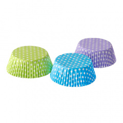 60 Backförmchen Ø 5 cm 2,5 cm farbig sortiert -dots-