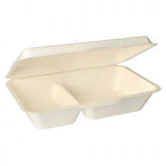 25 Menüboxen, Zuckerrohr -pure- 2-geteilt 6,7 cm x 23,5 cm x 16,7 cm weiss