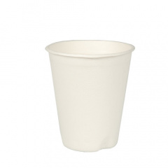 40 Trinkbecher, Zuckerrohr -pure- 0,2 l Ø 8 cm 9,2 cm weiss für Heißgetränke