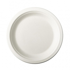 50 Teller, Zuckerrohr pure ungeteilt Ø 18 cm · 2 cm weiss