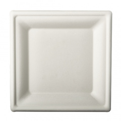 50 Teller, Zuckerrohr pure eckig 20 cm x 20 cm weiss