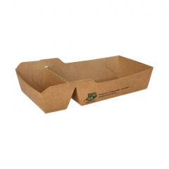 80 Pommes-Frites-Trays, Pappe pure 2-geteilt 3,8 cm x 8,5 cm x 15,5 cm braun 100% Fair extra groß
