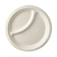 50 Teller, Zuckerrohr pure 2-geteilt Ø 23 cm · 2 cm weiss