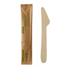 50 Messer, Holz pure 16,5 cm einzeln verpackt in Papierbeutel
