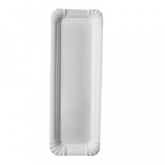 250 Teller, Pappe -pure- eckig 8 cm x 23 cm weiss