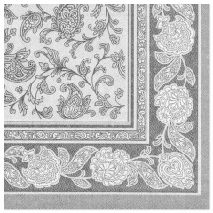 20 Servietten \ROYAL Collection\ 1/4-Falz 40 cm x 40 cm grau \Ornaments\- 11411