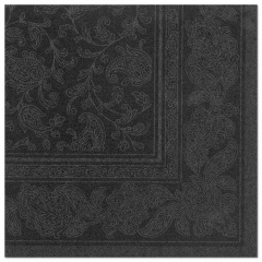 20 Servietten ROYAL Collection 1/4-Falz 40 cm x 40 cm schwarz Ornaments