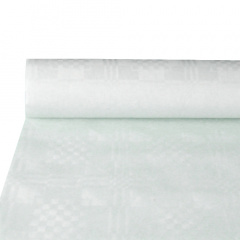 Papiertischtuch mit Damastprägung 10 m x 1 m weiss