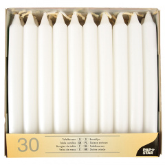30 Tafelkerzen Ø 2,15 cm 19,6 cm weiss