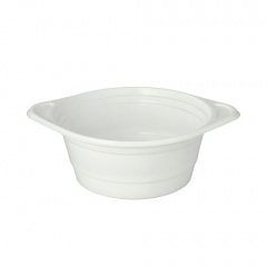 100 Suppenterrinen, PP rund 750 ml Ø 15,6 cm 6,5 cm weiss mit Anfasser
